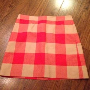 J. Crew Red and Tan Buffalo Plaid Skirt